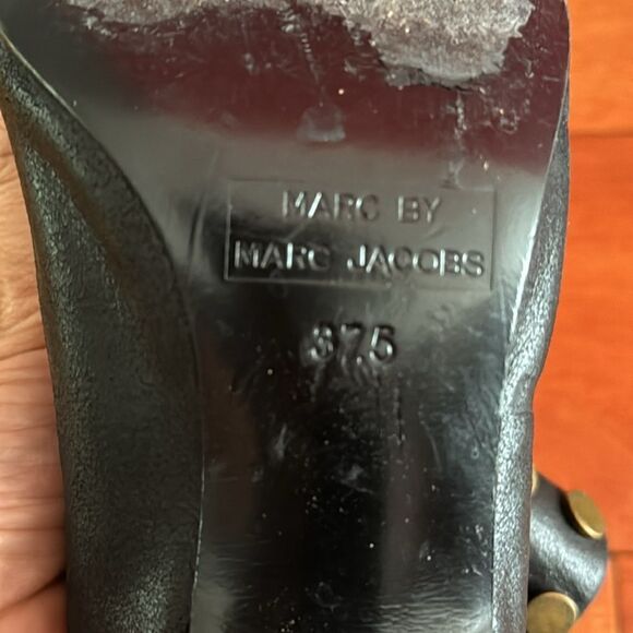 Marc by Jacobs Short Boots High Heels Leather Logo Studs 37.5 - Picture 9 of 9